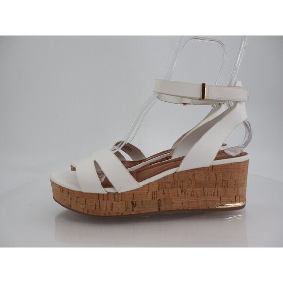 Franco Sarto Womens Primrose Sandals Cork Wedge Platform White Leather 11M - Picture 5 of 13